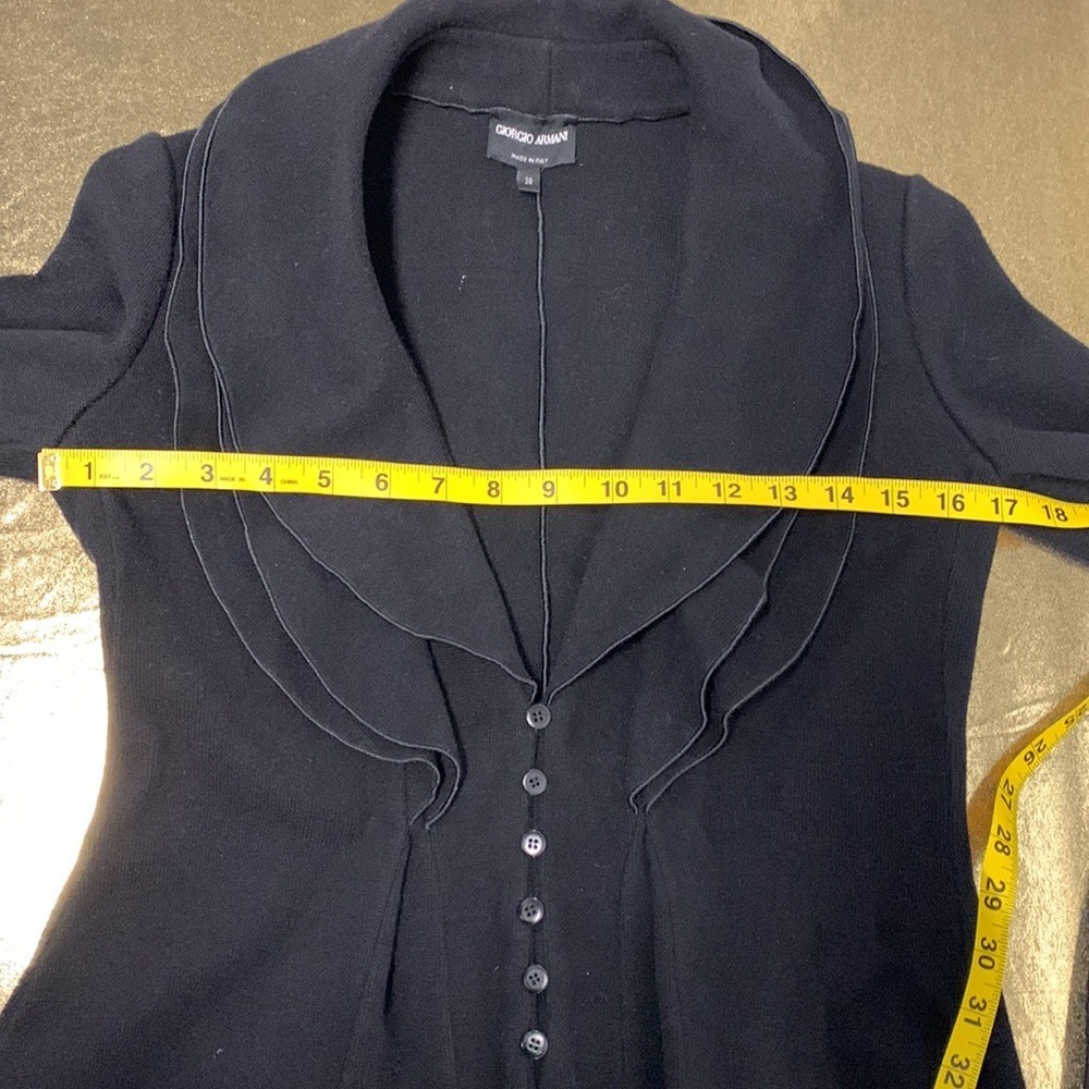Giorgio Armani Borgo 21 Layered Shawl Collar Jacket Womens 2 Black Luxury Wool - Picture 10 of 12